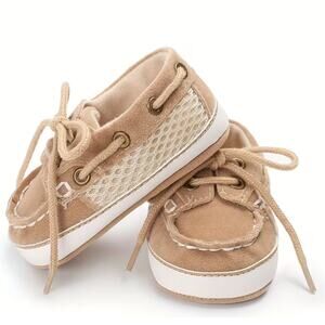 Baby Boat Shoes Tan Suede Lace Up Infant Size 3.5